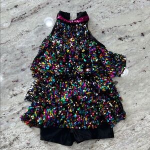 Multicolor Sequin Halter Jazz Dance Dress